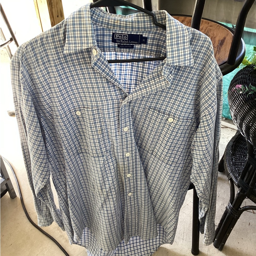 Polo by Ralph Lauren Men's Blue Checkered Shirt